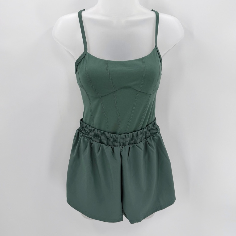 PINK Victoria's Secret Romper Womens XS Green The Ultimate Runsie  Active Run